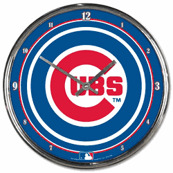 Chicago Cubs Round Chrome Wall Clock