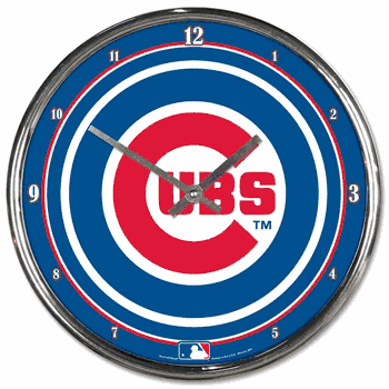 Chicago Cubs Round Chrome Wall Clock