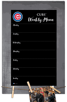 Chicago Cubs Weekly Chalkboard with frame & clothespins 11x19 Sign