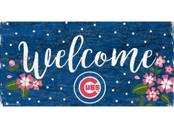 Chicago Cubs Welcome Floral 6x12 Sign