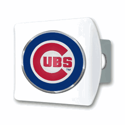 Chicago Cubs White Metal Hitch Cover with  3D Color Emblem