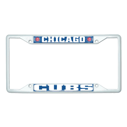 Chicago Cubs White Metal License Plate Frame - 6.25"x12.25"