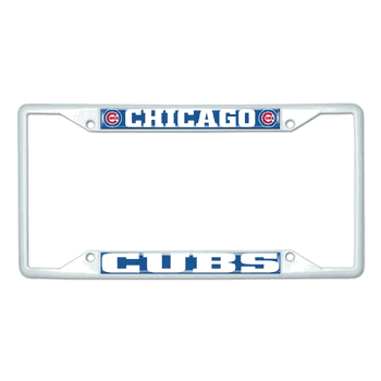 Chicago Cubs White Metal License Plate Frame - 6.25