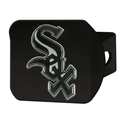 Chicago White Sox Black Metal Hitch Cover with Metal Chrome 3D Emblem