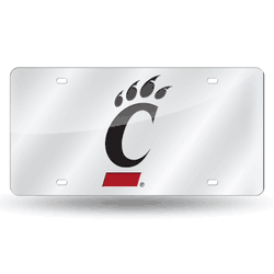 Cincinnati Bearcats  12" x 6" Silver Laser Cut Tag For Car/Truck/SUV
