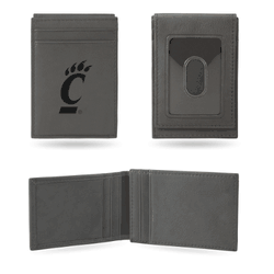 Cincinnati Bearcats Gray Laser Engraved Front Pocket Wallet