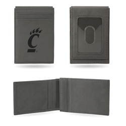 Cincinnati Bearcats Gray Laser Engraved Front Pocket Wallet