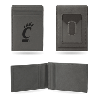 Cincinnati Bearcats Gray Laser Engraved Front Pocket Wallet