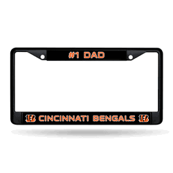 Cincinnati Bengals #1 Dad Black Chrome Frame with Decal Inserts 12" x 6" Car/Truck Auto Accessory