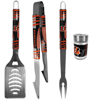 Cincinnati Bengals 3 pc Tailgater BBQ Set and Season Shaker