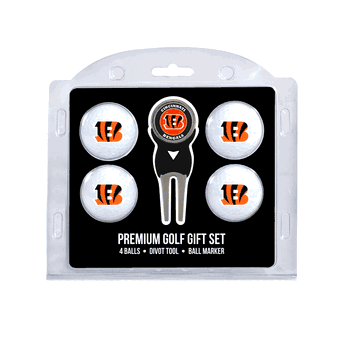 Cincinnati Bengals 4 Ball Gift Set + Divot Tool & Marker