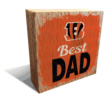 Cincinnati Bengals Best Dad 6x6 Wood Block