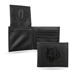 Cincinnati Bengals Black Laser Engraved Billfold Wallet