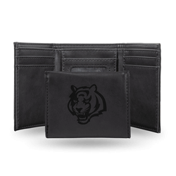Cincinnati Bengals Black Laser Engraved Faux Leather Trifold