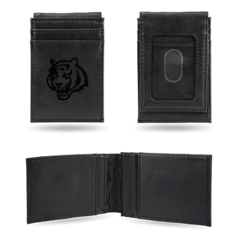 Cincinnati Bengals Black Laser Engraved Front Pocket Wallet