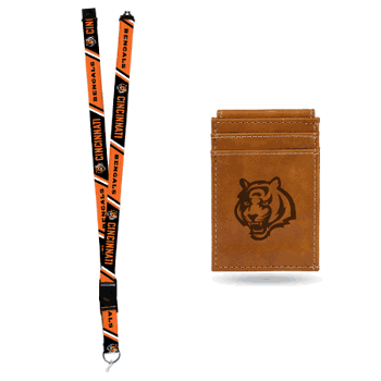 Cincinnati Bengals Brown Front Pocket Wallet Set