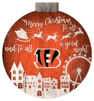 Cincinnati Bengals Christmas Village 12in Wall Art