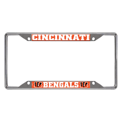 Cincinnati Bengals Chrome Metal License Plate Frame, 6.25in x 12.25in
