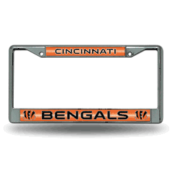 Cincinnati Bengals Classic 12" x 6" Silver Bling Chrome Car/Truck/SUV Auto Accessory