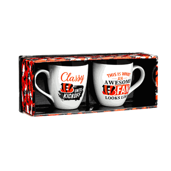 Cincinnati Bengals Coffee Mug 17oz Ceramic 2 Piece Set with Gift Box