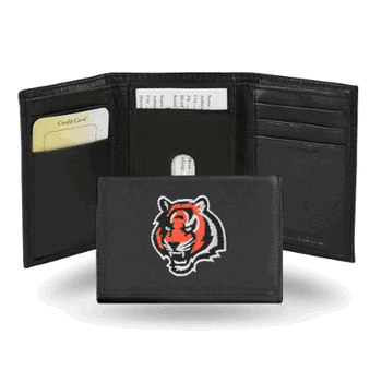 Cincinnati Bengals  Embroidered Genuine Leather Tri-fold Wallet 3.25
