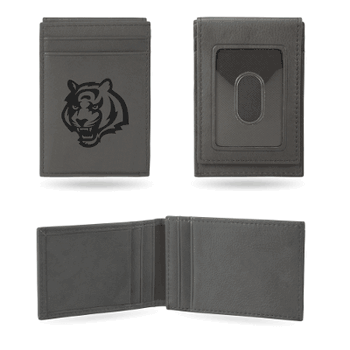 Cincinnati Bengals Gray Laser Engraved Front Pocket Wallet