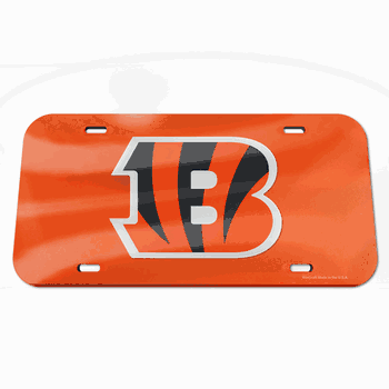 Cincinnati Bengals License Plate - Crystal Mirror - Logo - Orange