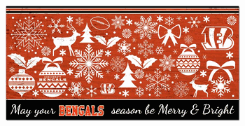 Cincinnati Bengals Merry and Bright 6x12 Sign