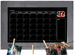 Cincinnati Bengals Monthly Chalkboard with frame & clothespins 11x19 Sign