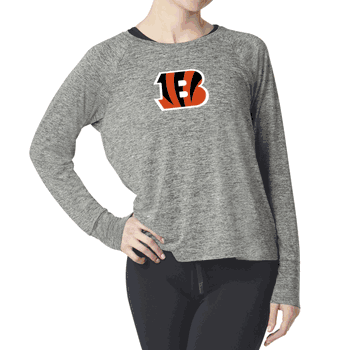 Cincinnati Bengals NFL Kadi Raglan Long Sleeve Heather Grey Small