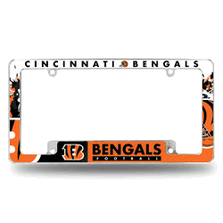 Cincinnati Bengals Primary 12" x 6" Chrome All Over Automotive License Plate Frame for Car/Truck/SUV