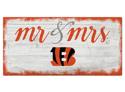 Cincinnati Bengals Script Mr & Mrs 6x12 Sign