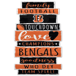 Cincinnati Bengals Sign 11x17 Wood Family Word Design