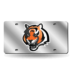 Cincinnati Bengals Silver 12" x 6" Silver Laser Cut Tag For Car/Truck/SUV