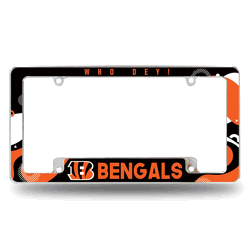 Cincinnati Bengals Wave 12" x 6" Chrome All Over Automotive License Plate Frame