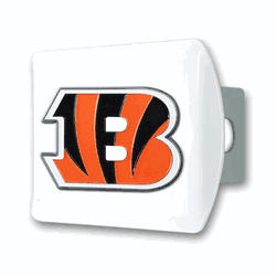 Cincinnati Bengals White Metal Hitch Cover with  3D Color Emblem