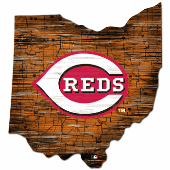 Cincinnati Reds 24in. Distressed State w/Logo Sign