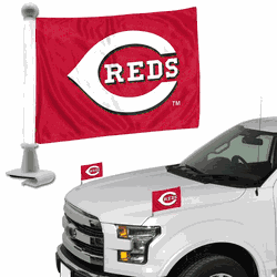 Cincinnati Reds Ambassador Car Flags - 2 Pack Mini Auto Flags, 4in X 6in
