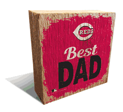 Cincinnati Reds Best Dad 6x6 Wood Block