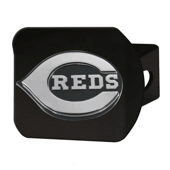 Cincinnati Reds Black Metal Hitch Cover with Metal Chrome 3D Emblem