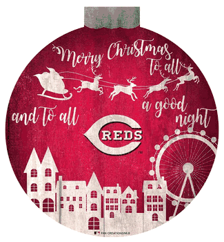 Cincinnati Reds Christmas Village 12in Wall Art