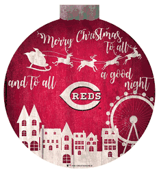 Cincinnati Reds Christmas Village 12in Wall Art