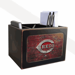 Cincinnati Reds Distressed Desktop Organizer w/Team Color