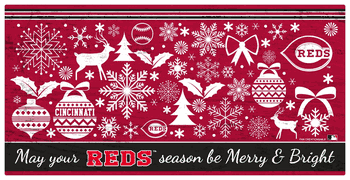 Cincinnati Reds Merry and Bright 6x12 Sign