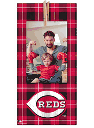 Cincinnati Reds Plaid Clothespin 6x12 Sign