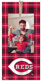 Cincinnati Reds Plaid Clothespin 6x12 Sign