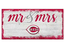 Cincinnati Reds Script Mr & Mrs 6x12 Sign