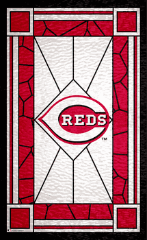 Cincinnati Reds Stained Glass 11x19 Wood Sign