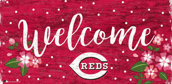 Cincinnati Reds Welcome Floral 6x12 Sign