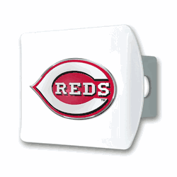 Cincinnati Reds White Metal Hitch Cover with  3D Color Emblem
